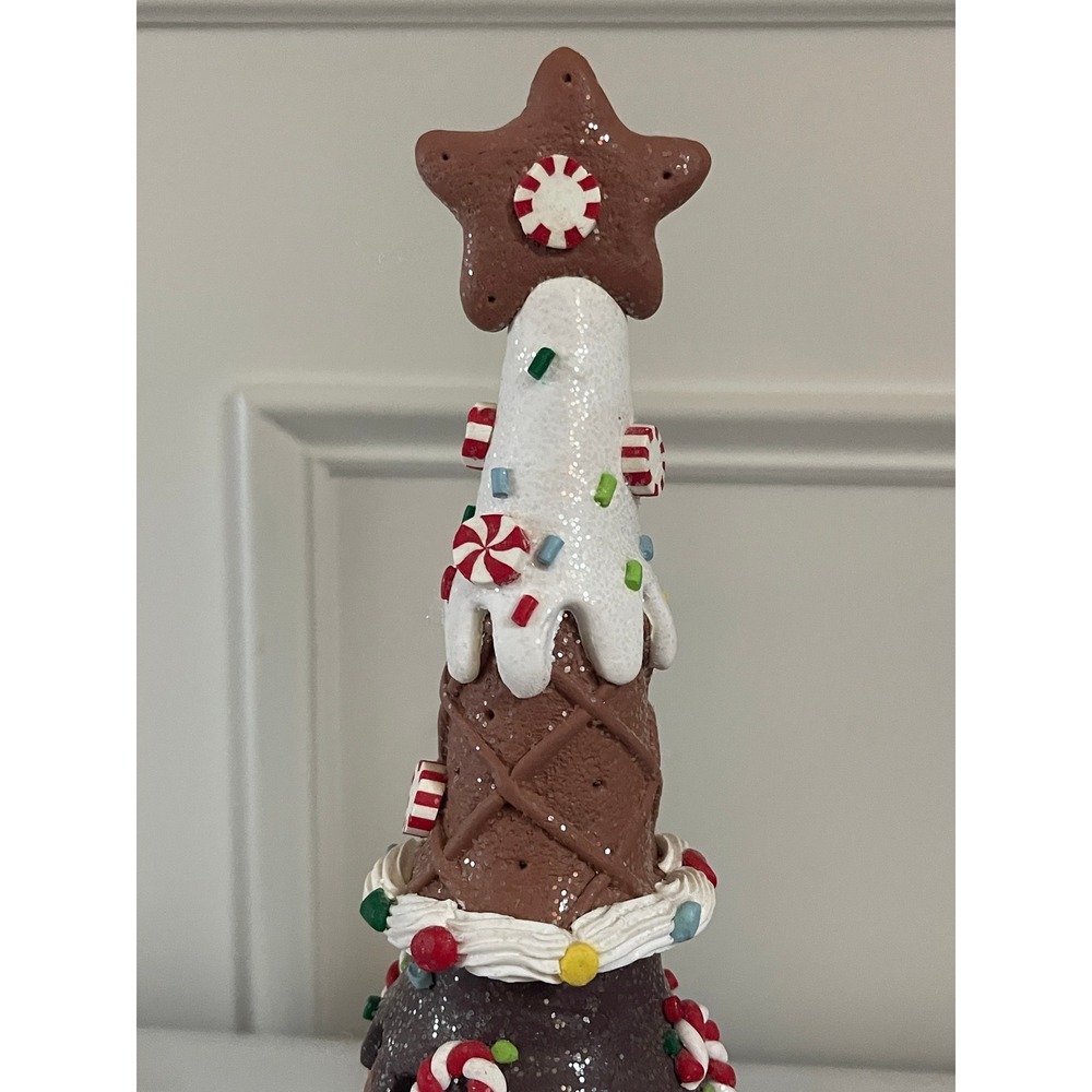 Village Gingerbread Ice Cream Cone Christmas Tree Lot Sugar Spice Village Decor - Picture 6 of 12